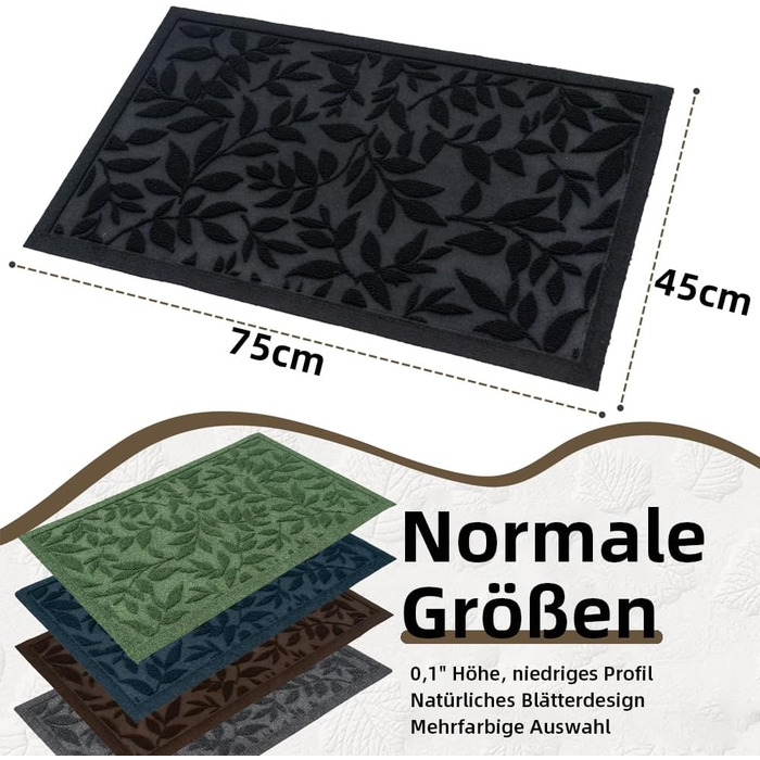 Килимок для дому та вулиці з антиковзким покриттям, 45x75 см, зелений