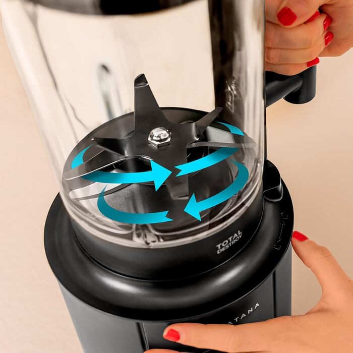 Cecotec Stand Mixer Grand Katana 2700MAX Total Destroy Screen B. Maximum Power 2700W, Digital Display, 8-Blade Knife with Black Titanium Coating, 1.8L Glass Jug Black / Display