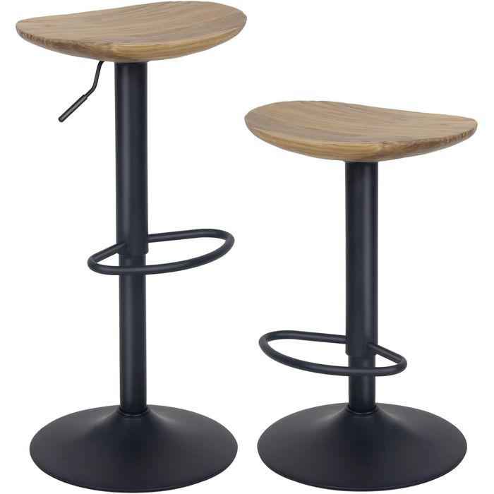 YOUNIKE Adjustable Bar Stools 2-Pack - Wooden Swivel Bar Height Stools with Footrest for Kitchen & Bar - Antique Brown