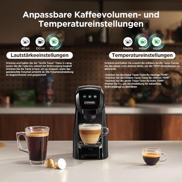Кавомашина 5-в-1 Warriors1 для Nespresso, Dolce Gusto, Lavazza A Modo Mio, Espresso Point та кавової гущі, 20 bar, 0.8 л, автоматична, для дому та офісу, чорна