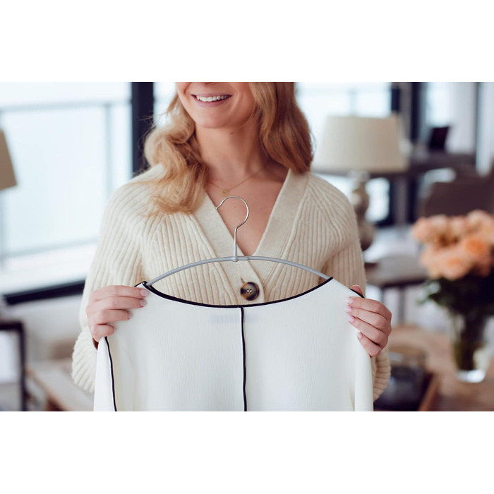 MAWA Clothes Hanger Light, Set of 20 space-saving and non-slip hangers, ideal for T-shirts, tops and light sweaters, with a 360° rotating hook and non-slip coating, 40 cm, Silver