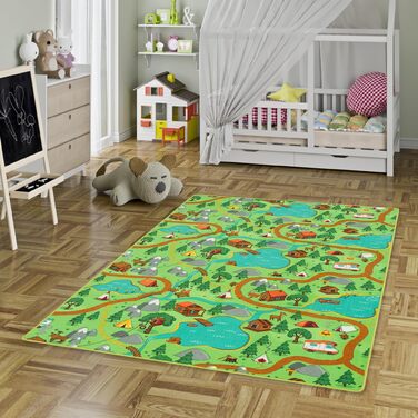 Дитячий килим Snapstyle для ігор, 200x300 см, прямокутний, з малюнком дороги, міцний та простий у догляді для дитячої кімнати та кемпінгу