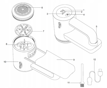 Акумуляторна машинка для видалення ковтунців ADLER з LCD-дисплеєм, 5 Вт