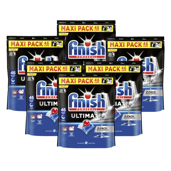 Таблетки для посудомийних машин Finish Ultimate Fresh, XXL упаковка, 276 шт (6х46), для максимального очищення та блиску