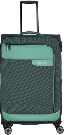 Travelite 4-Wheel Luggage Size L Softshell made from recycled material, Luggage Series VIIA: Trolley with expandable gusset + edge protection, 77 cm, 91-103 liters