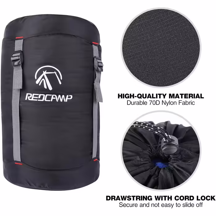 REDCAMP Nylon Compression Stuff Sack, 10L/17L/27L/40L Lightweight Sleeping Bag Compression Sack Great for Backpacking, Hiking and Camping, Blue/Yellow/Army Green/Black