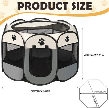 Складана переносна вольєр для собак та котів 74x74x43 см - ідеально для дому та вулиці