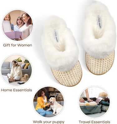 Тапочки жіночі зимові PIZZ ANNU з плюшем, антиковзаюча підошва, платформа, піна пам'яті, для дому/на вулицю, 38/39 EU, кремовий