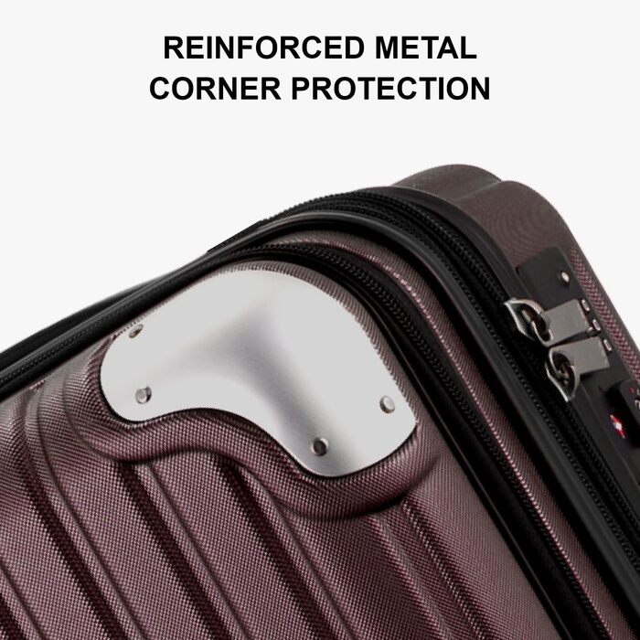 Валіза на колесах LEVEL8, ручна поклажа, жорсткий корпус, TSA, червоний, 37x25x55.5 см