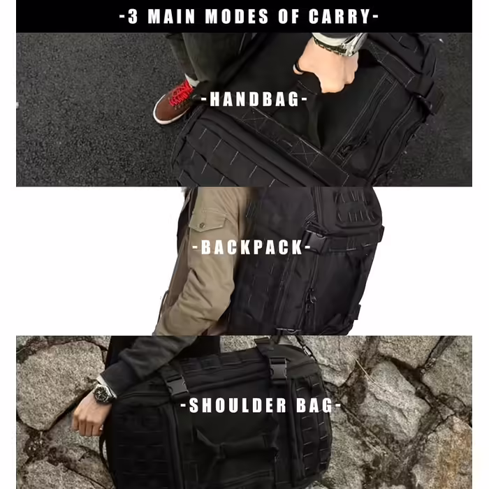Miramrax Men's Travel Bag - Large Tactical Bag, Weekend Bag, Gym Bag for Overnight Stays, Travel, Military Training, Deployment, Sports, Duffel Bag (45L, Black)