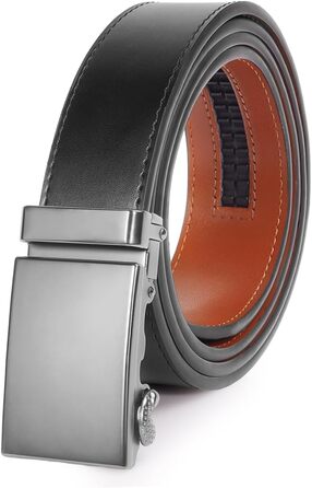 Чоловічий ремінь на пряжці, автоматична застібка, для костюма та ділового одягу, ширина 35 мм, регульований розмір, колір чорний, довжина 130 см, підходить для об'єму талії 28'-44'