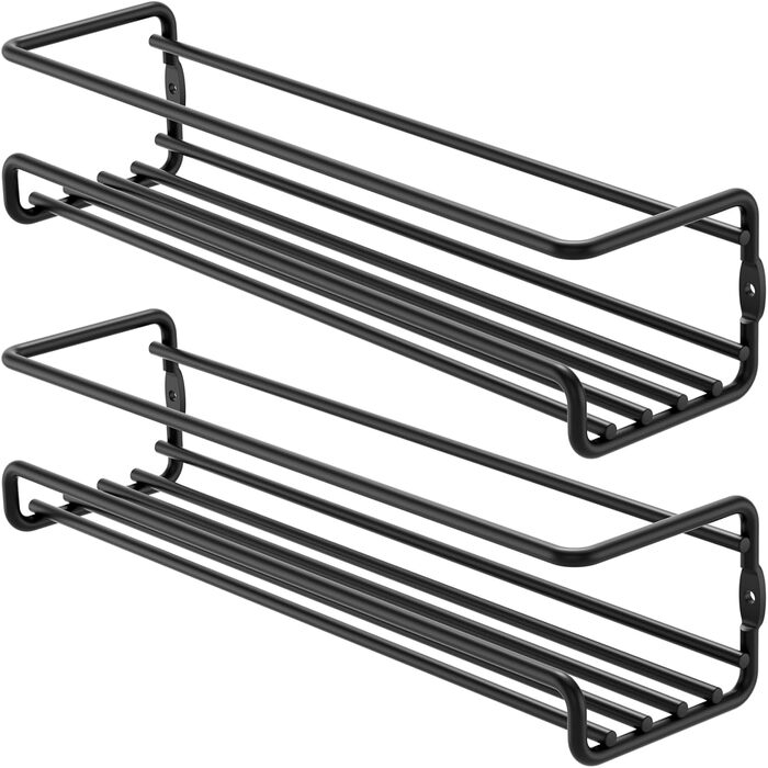 Настінна полиця для спецій, 2 шт. Організатор для спецій без свердління, металевий тримач для спецій з кріпленням на липучках та гвинтами, для кухонної шафи та комори