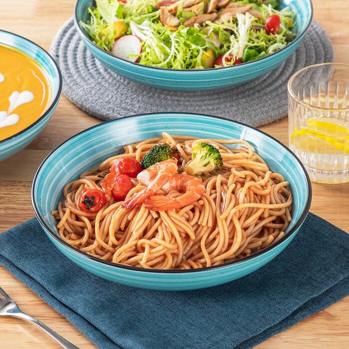 Набір тарілок для супу Vancasso Bonbon, 6 шт, 1500 мл, кераміка, блакитні