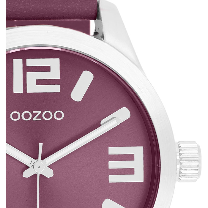 Жіночий аналоговий наручний годинник Oozoo Timepieces з шкіряним ремінцем, круглий циферблат, колір: фіолетовий