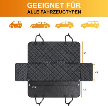 Водонепроникний килимок для собак у машину Basic Schutz Hund з боковими захистами – міцний захист для подорожей та транспортування (заднє сидіння)