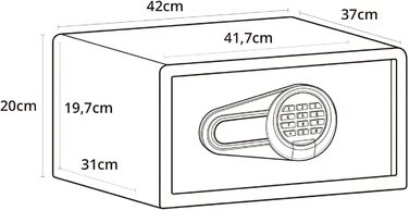 Сейф офісний Tresor COMPACT III, сталевий, чорний, 20x31x20 см, електронний замок, об'єм 25.5 л