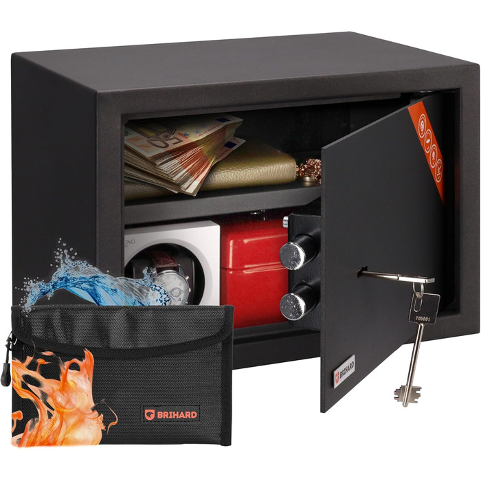 Сейф для бізнесу Brihard Business XL Tresor з ключовим замком, 50x35x36 см, сірий Titan, сімейна версія (25x35x25 см)