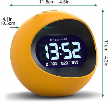NEWGATE® Digital Centre of the Earth Alarm Clock (Yellow with Black LCD Display) Yellow