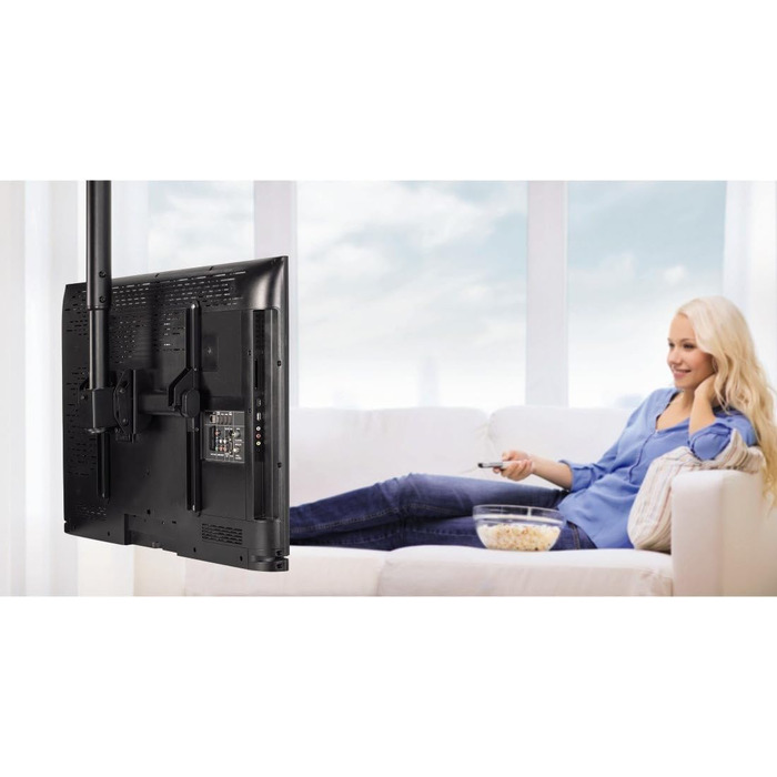 Hama TV Ceiling Mount - Adjustable, Tilting, Swivel, Foldable - Fits TVs 19-65 Inch - Black (Single)