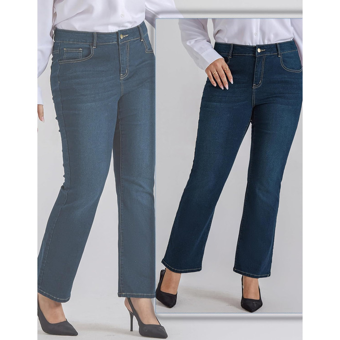 Жіночі джинси Bootcut Hanna Nikole великого розміру, висока талія, темно-синій, еластичні (34)