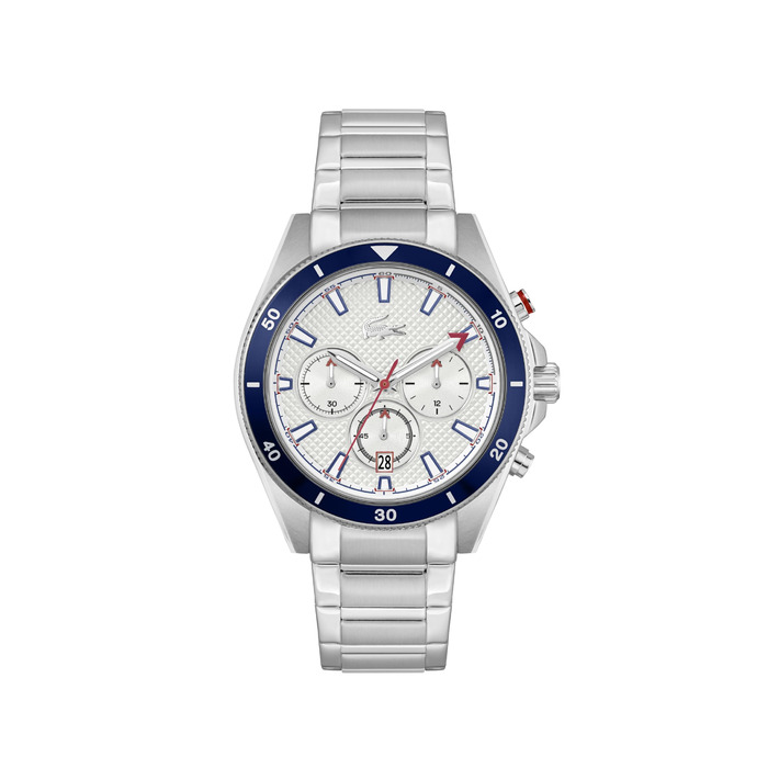 Годинник чоловічий Lacoste Mainsail Chronograph Quartz (білий, металевий браслет)