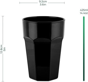 Set of 425 ml Cocktail Glasses, Set of 6 Long Drink Glasses, Colorful Glasses – Dishwasher-Safe Crystal Glasses Gigi Piano Black