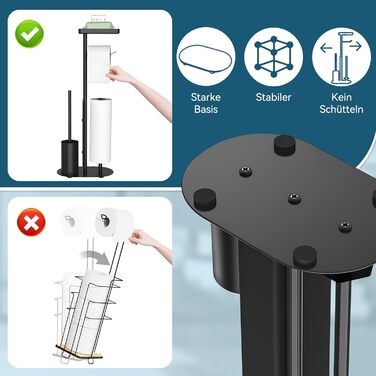 Підставка для туалетного паперу настільна з боксом для серветок, нержавіюча сталь, чорний матовий