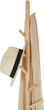 IDIMEX Clothes Rack Enrico, Elegant Standing Coat Rack with 6 Hooks, Beautiful Coat Stand made of Metal and Pine Wood in White/Natural (Grey/Natural)