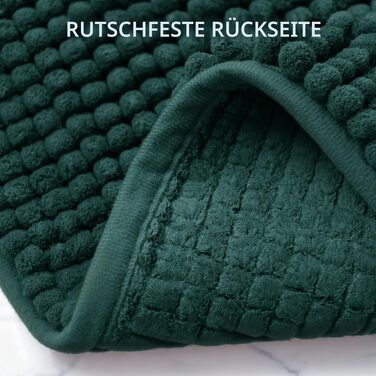 Набір килимків для ванної кімнати Chenille (зелений), 50x120 см (50x80 + 50x50), вологопоглинаючий та протиковзкий килимок з високим ворсом 1.5 см