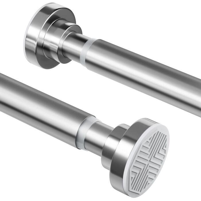Штанга для душу без свердління з нержавіючої сталі, телескопічна, регульована, 70-195 см, для ванної кімнати, вікна, шафи, срібна