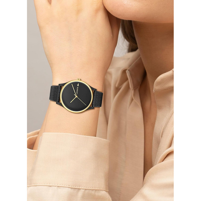 Годинник Lacoste Crocodelle Quartz для жінок з силіконовим ремінцем (чорний)