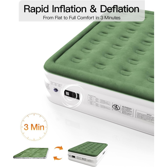 Надувний матрац Luftmatratze для 2 осіб 190x137x46 см з вбудованим насосом для кемпінгу та дому
