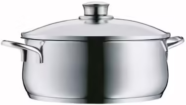 WMF Diadem Plus Induction Cookware Set, 5-Piece, Cookware Set with Glass Lids, Polished Cromargan Stainless Steel, Induction Cookware Set Uncoated, 5-Piece (including saucepan)