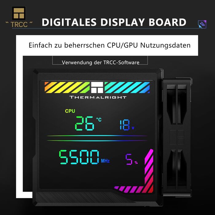 Кулер для процесора Thermalright Peerless Assassin 140 Digital White, двовежевий, 6 теплотрубок, 2 PWM вентилятори, з цифровим дисплеєм, для AM5, Intel LGA1851/1700