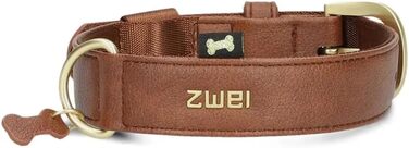 Нашийник для собак ZWEI Leo LE15 з якісної штучної шкіри, регульований, середній/великий розмір, колір cognac