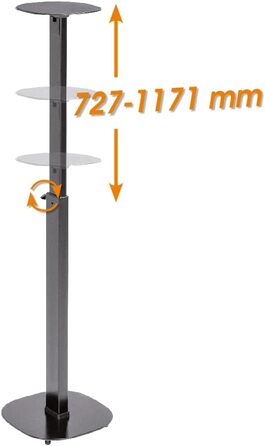 Підставки для колонок (2 шт.) - чорні, максимальне навантаження 10 кг, регульована висота 727-1171 мм