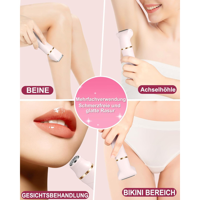 Електричний жіночий тример 3-в-1 для тіла та обличчя, водонепроникний, рожевий