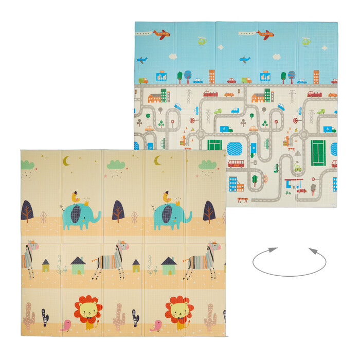 Relaxdays Foldable Play Mat - Animals and Road