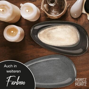 Набір сервірувальних тарілок Moritz & Moritz VIDA, антрацит (2 шт.) - великі тарілки з високоякісного порцеляну, сучасний дизайн, підходить для мікрохвильової печі та посудомийної машини, ідеально для салатів, м'яса на грилі, закусок та іншого