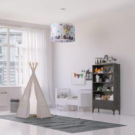 Paco Home Pendant Light, Children's Room Ceiling Lamp, Baby Room Pendant Light, Various Motifs, Boys and Girls, E27, Color: Design 6 (Ø45.5 cm), Light Type___Color: - White (Animals, Long White)