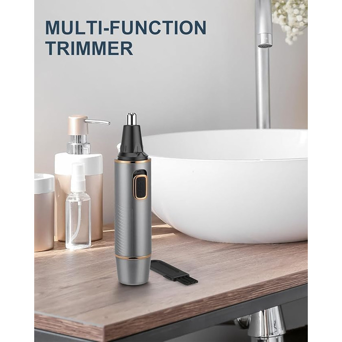 Триммер для носа Areyzin 2025 Upgrade: рожевий/сірий, водонепроникний, з двома лезами