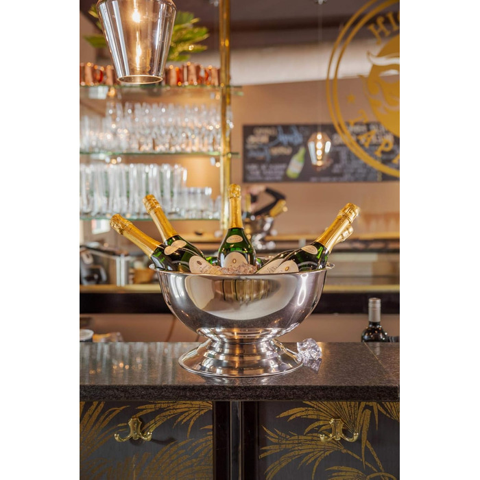 EDZARD Champagne Cooler Cara (Ø 40 cm, large) made of stainless steel - bottle cooler, sparkling wine cooler - drink cooler for 5 bottles - bowl for wine, sparkling wine & ice cubes - wine cooler