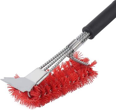 XSUPER Nylon Grill Brush, 3-in-1 Grill Brush and Scraper, Best Nylon Bristle Brushes, 45.7cm Grill Cleaning Brush for a Cool Grill, Scraper for Grill Grates, Universal Grill Accessories