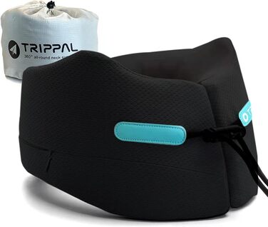 Joscoal Travel Pillow Neck Pillow Travel Pillow for Airplane, Neck Support, Memory Foam Travel Pillow, Car Headrest, Travel Office, Car, Bus, Train, Support Function (Size M, Black)