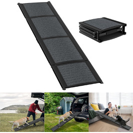 Східці для собак складні, 157 см, для великих собак до 110 кг, з неслизькою поверхнею та зручною ручкою, чорного кольору