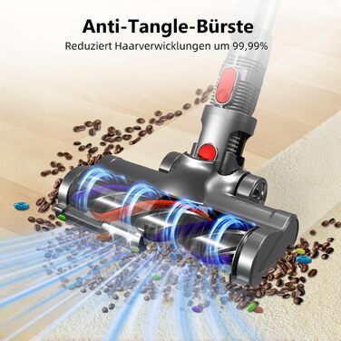 Бездротовий пилосос Authmic 40000Pa з акумулятором, час роботи до 50 хв, об'єм контейнера 1.6 л, HEPA фільтр×4, для килимів, твердих поверхонь, шерсті тварин (темно-червоний)