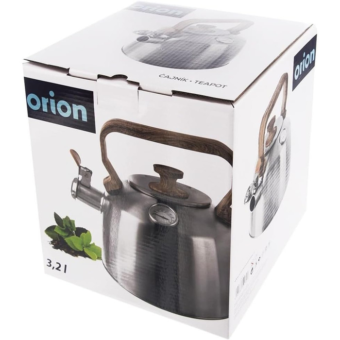 Електричний чайник зі свистком з нержавіючої сталі з термометром, 3.2 л