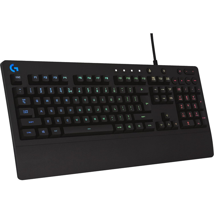 Ігрова клавіатура Logitech G213 Prodigy з RGB-підсвічуванням, програмовані клавіші G, мультимедійне управління, підставка для зап'ястя, захист від розливу, німецька розкладка QWERTZ - чорна