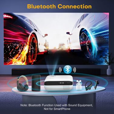 HOPVISION Beamer: Міні проектор Full HD 1080P Bluetooth 5.1 з підтримкою 4K, 8500 люмен, для дому та на вулиці, сумісний зі смартфонами, HDMI, USB, Pad, Fire Stick, PS5