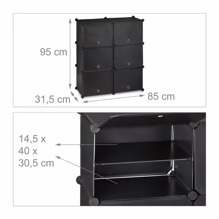 Relaxdays Black Shoe Cabinet with 12 Compartments